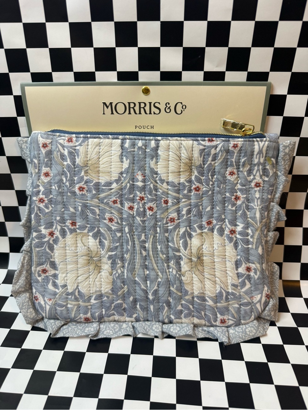Morris & Co. Quilted Blue Floral Cosmetic Pouch